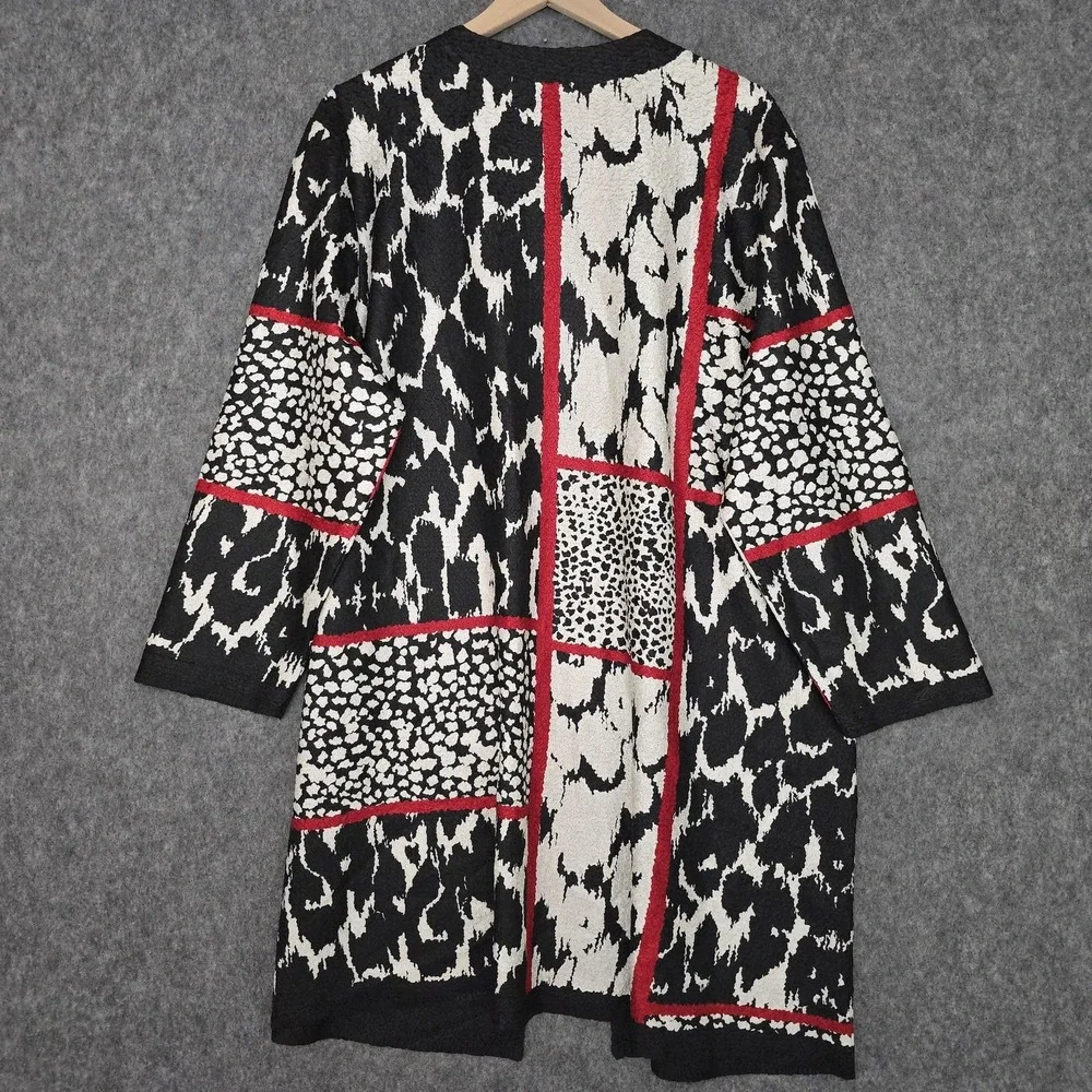 Chico's Travelers Jacket Womens 4 (20) Black Reversible Crushed Patchwork Cardi - Picture 3 of 10